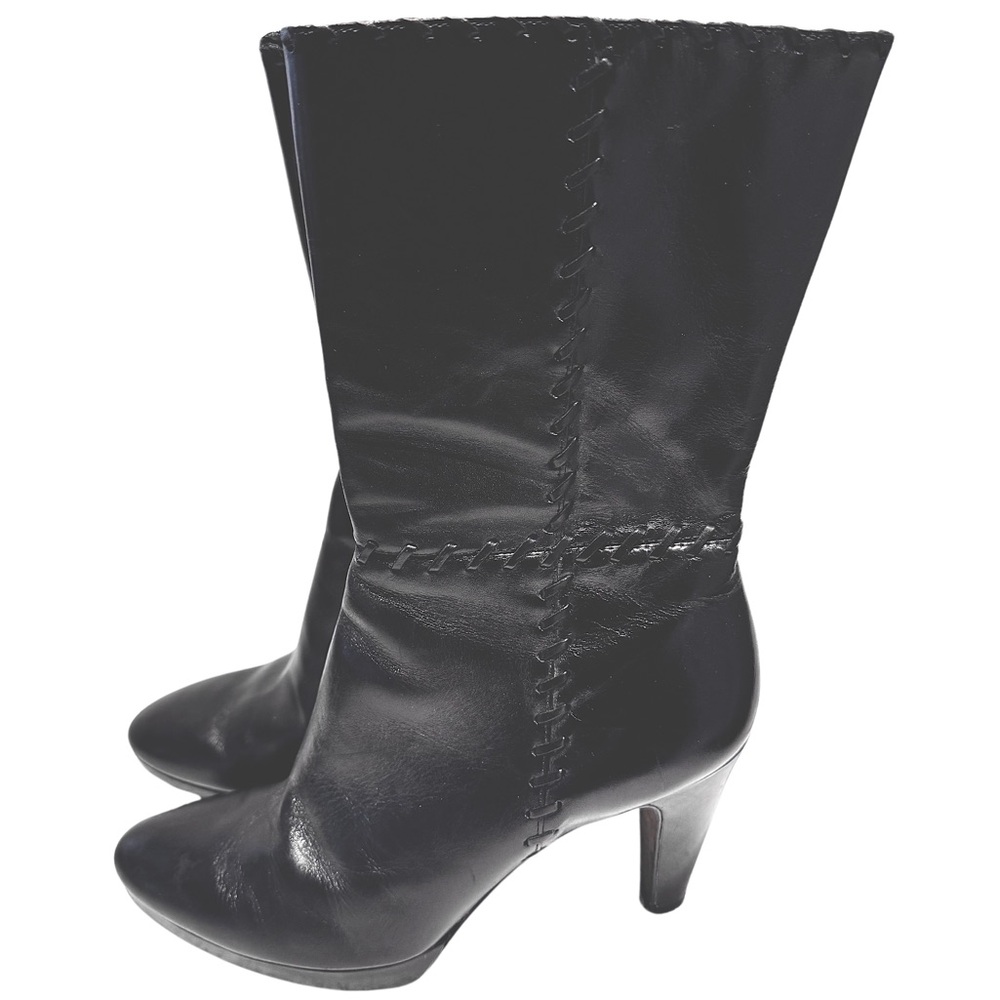 ANTONIO MELANI Black Leather Platform Boots, 3.5” heels, in very good condition - Picture 2 of 6